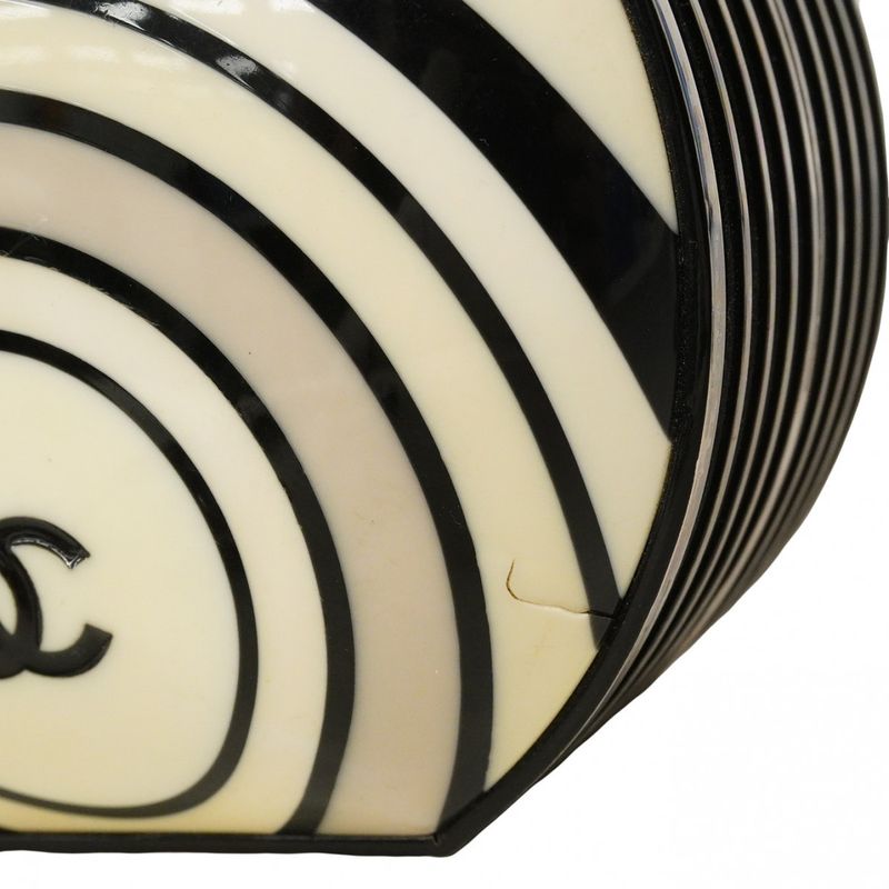 Chanel Shoulder Bag Ivory Black Silver