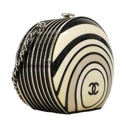 Chanel Shoulder Bag Ivory Black Silver