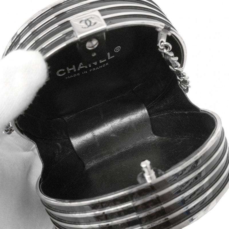 Chanel Shoulder Bag Ivory Black Silver