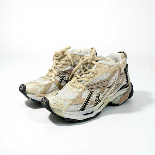 Balenciaga Runner Sneakers Shoes Mesh Fabric Beige Brown Black Logo