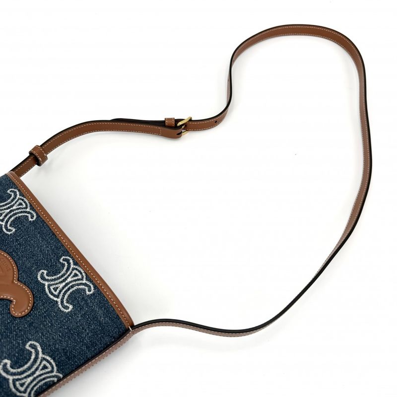 Celine Shoulder Bag Triomphe Mini Bucket Cuill Crossbody Denim