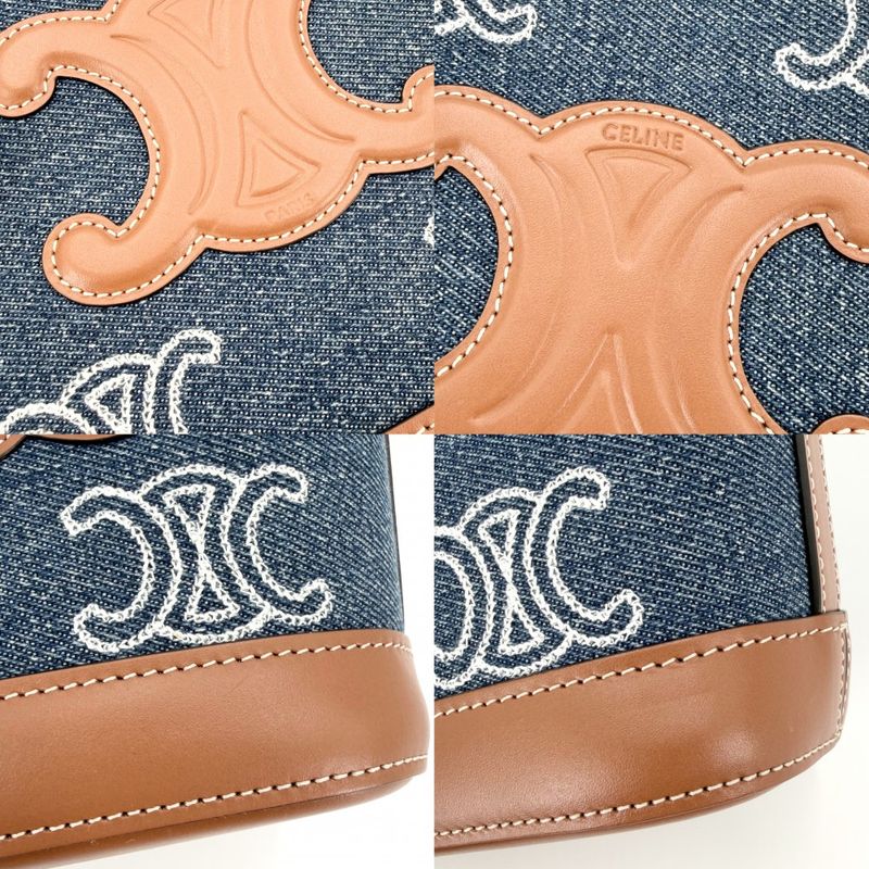 Celine Shoulder Bag Triomphe Mini Bucket Cuill Crossbody Denim