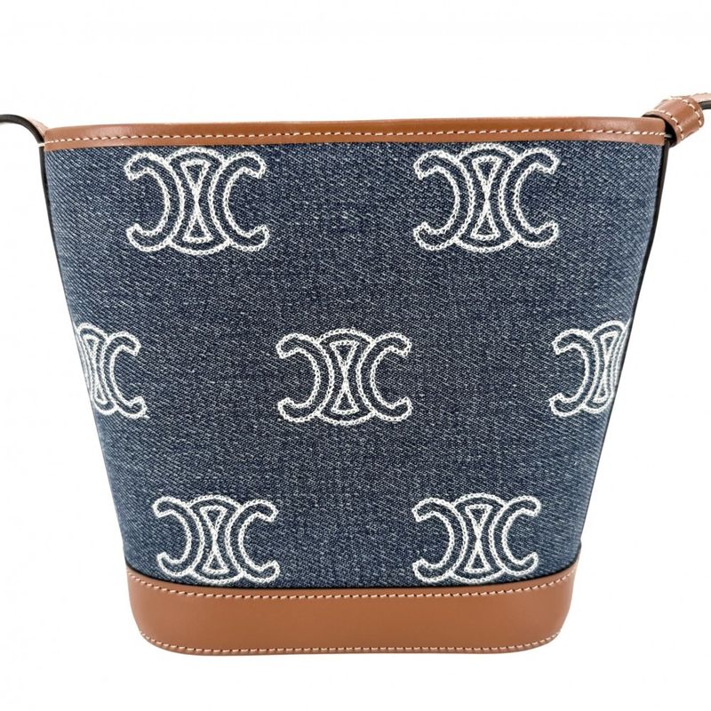 Celine Shoulder Bag Triomphe Mini Bucket Cuill Crossbody Denim