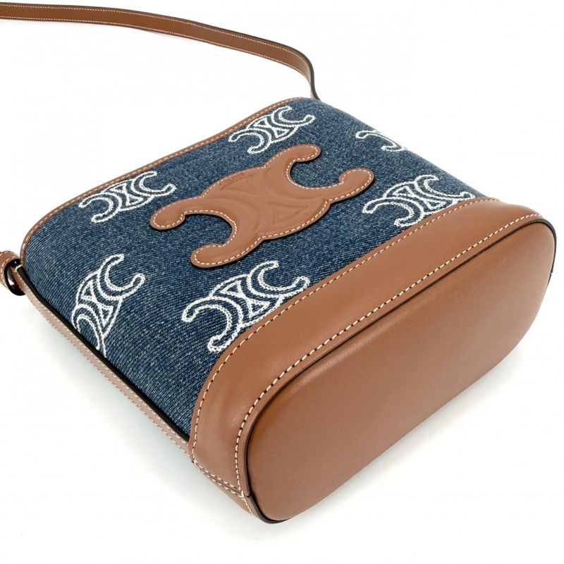 Celine Shoulder Bag Triomphe Mini Bucket Cuill Crossbody Denim