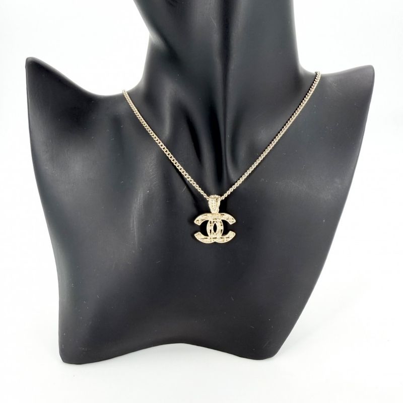 Chanel Necklace CC Logo Pendant Long