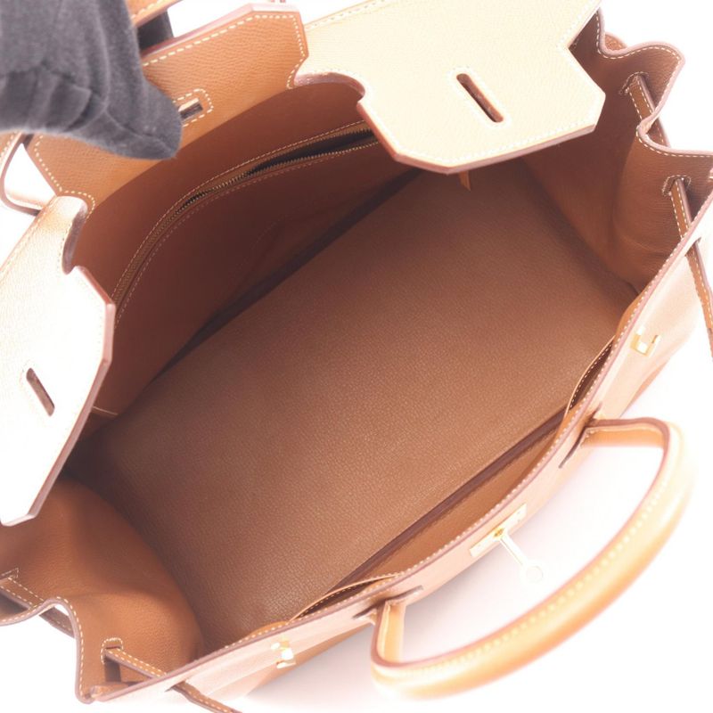 Hermes Handbag Birkin 35 Gold Leather