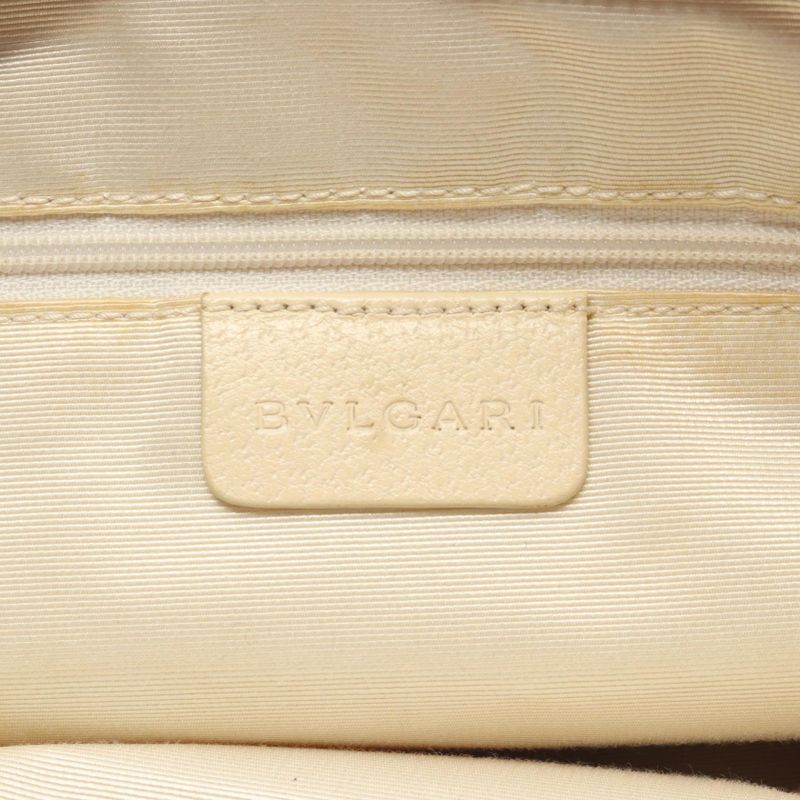 Bvlgari Tote Logomania Pink Ivory Canvas Leather