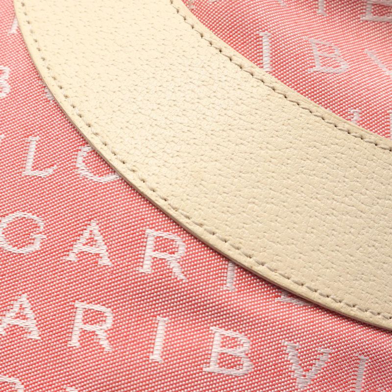 Bvlgari Tote Logomania Pink Ivory Canvas Leather