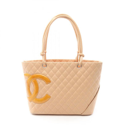 Chanel Tote Cambon Line Large Beige Leather Patent