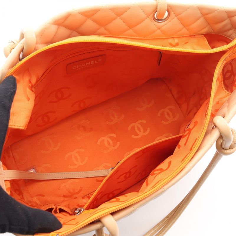 Chanel Tote Cambon Line Large Beige Leather Patent