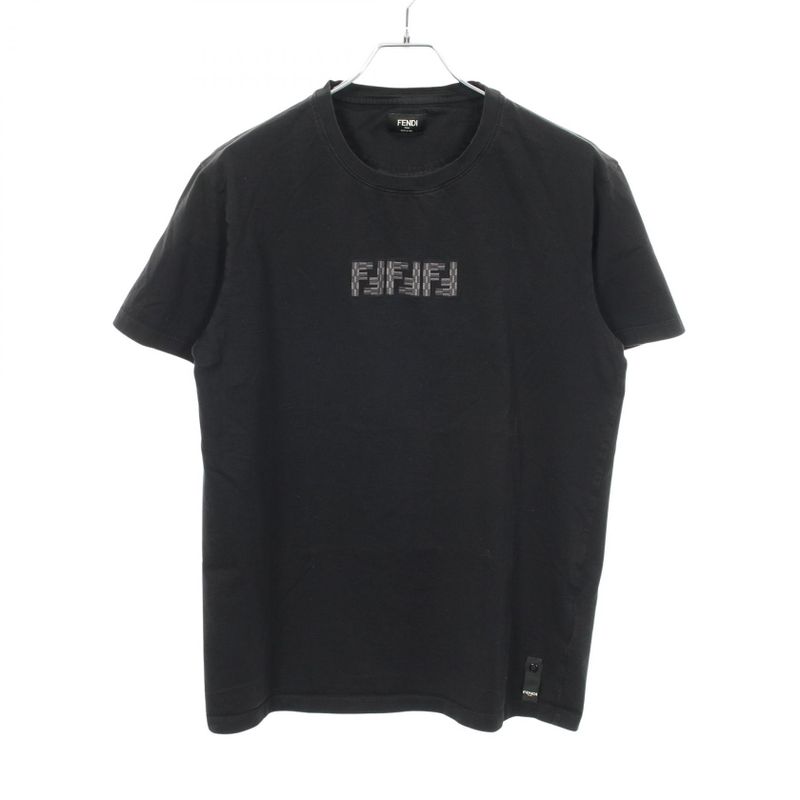 Fendi Short Sleeve T-Shirt FF Labyrinth Embroidery Cotton