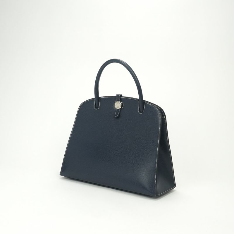 Hermes Dalvy MM Tote Lycee Blueroy Navy Silver Handbag