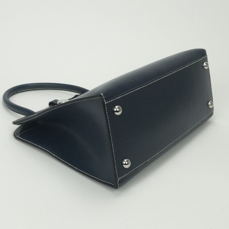 Hermes Dalvy MM Tote Lycee Blueroy Navy Silver Handbag