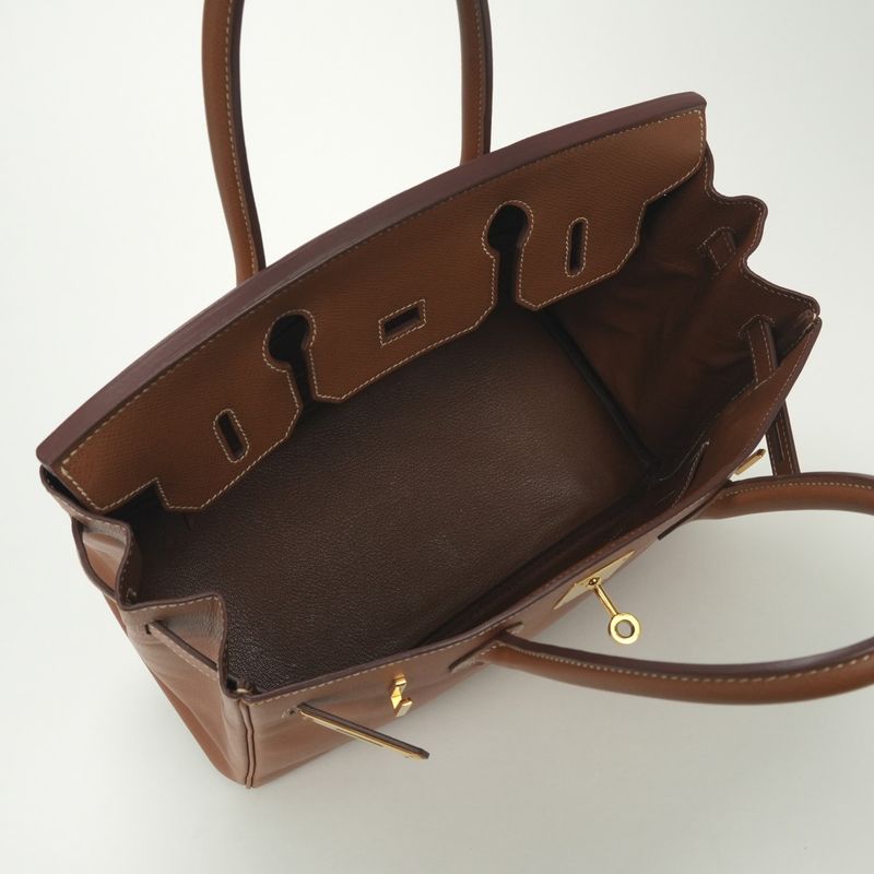 Hermes Birkin 30 Tote Courchevel Gold Brown