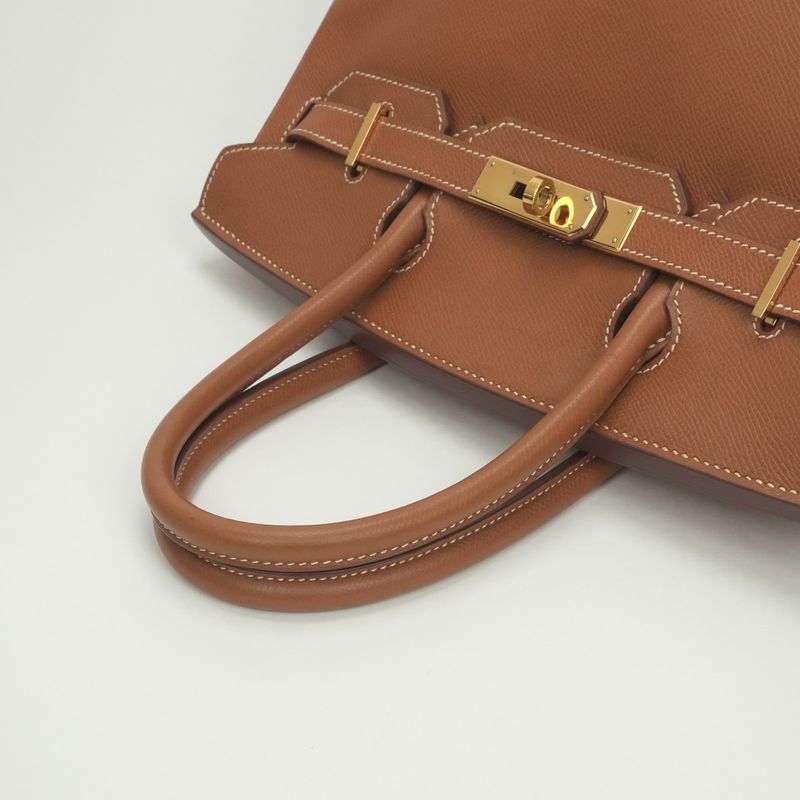 Hermes Birkin 30 Tote Courchevel Gold Brown