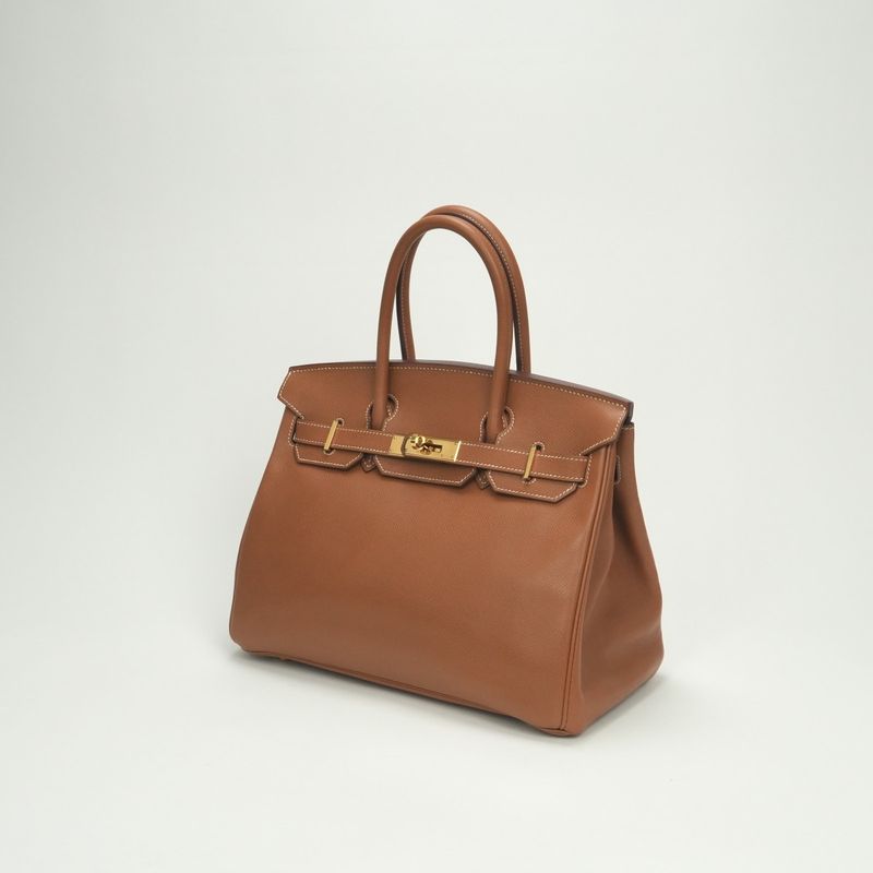Hermes Birkin 30 Tote Courchevel Gold Brown
