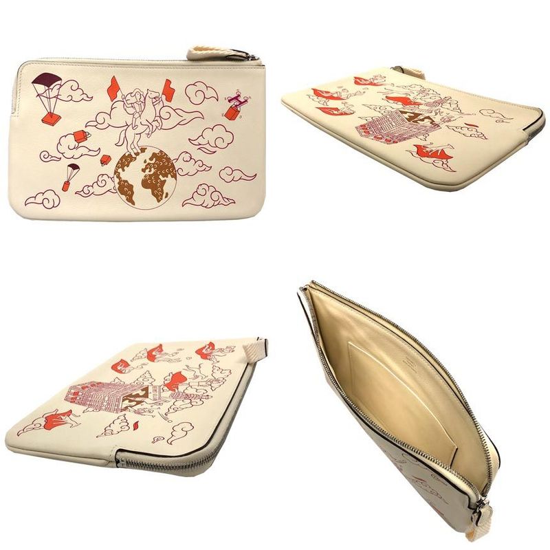 Hermes Carre Pocket Long Epic Swift Calfskin Nata Pouch
