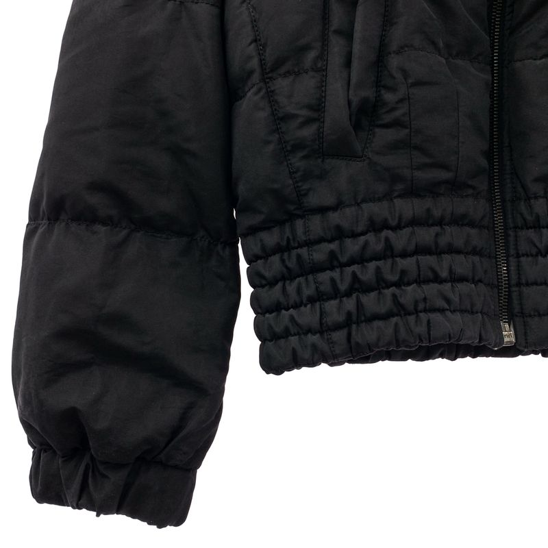 Prada Silk Blend Mink Frill Color Logo Zip Jacket 36