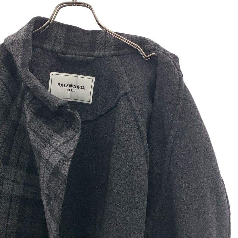 Balenciaga Checked Flannel Coat 34 Gray