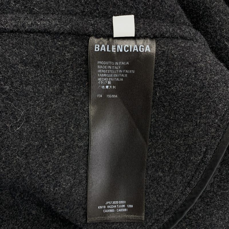 Balenciaga Checked Flannel Coat 34 Gray