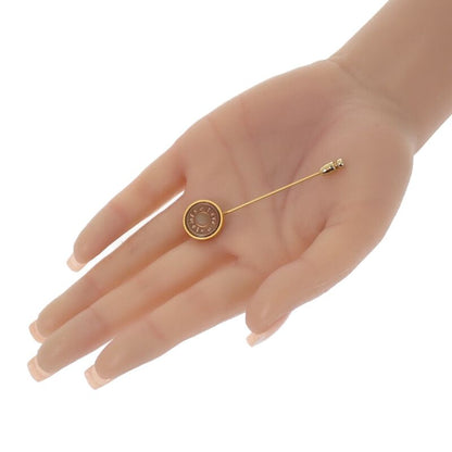 Hermes Shell Pin Brooc Metal Gold Brown Brooch