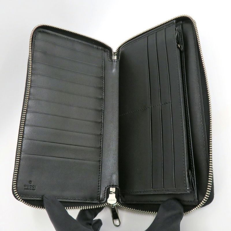 Gucci Zip Around Organizer Wallet GG Embossed Black