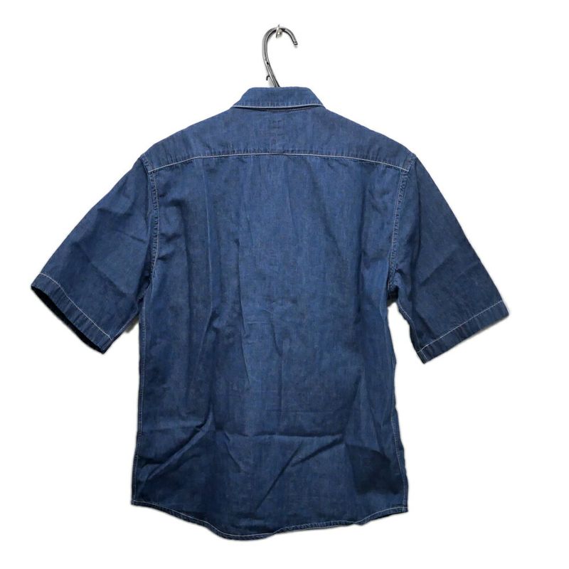 Hermes Denim Short Sleeve Shirt with Buttons 38 Blue