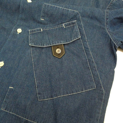 Hermes Denim Short Sleeve Shirt with Buttons 38 Blue