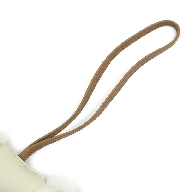 Hermes Buddy Charm Cles Chai White Brown Agneau Milo Muton Bag