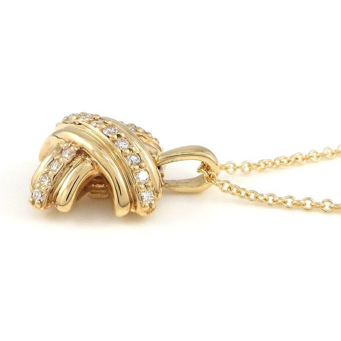 Tiffany & Co. Necklace Signature Cross Diamond 18K Yellow Gold