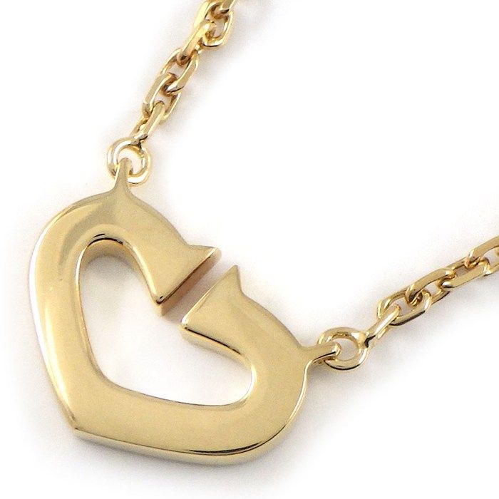 Cartier Necklace C Heart Diamond 18K Yellow Gold