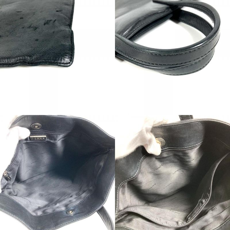 Loewe Handbag Logo Vertical Shape Tote Leather Black