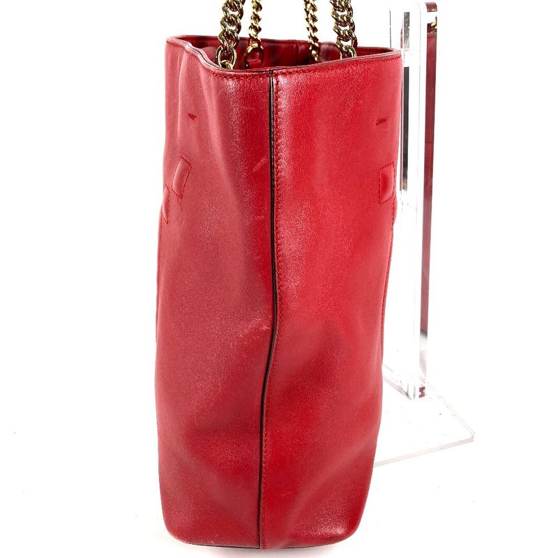 Gucci Shoulder Bag Interlocking Chain Tote Leather Red