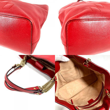 Gucci Shoulder Bag Interlocking Chain Tote Leather Red
