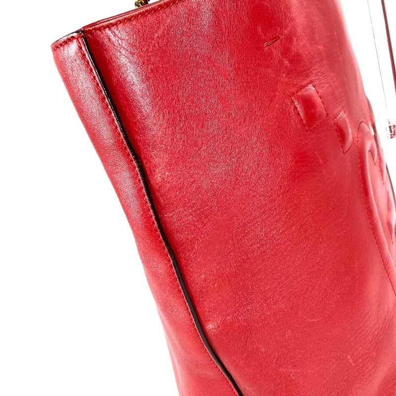 Gucci Shoulder Bag Interlocking Chain Tote Leather Red