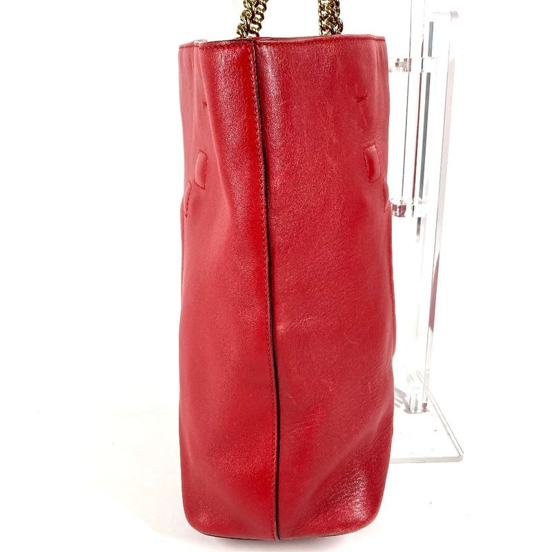 Gucci Shoulder Bag Interlocking Chain Tote Leather Red