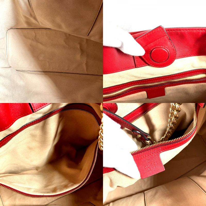 Gucci Shoulder Bag Interlocking Chain Tote Leather Red