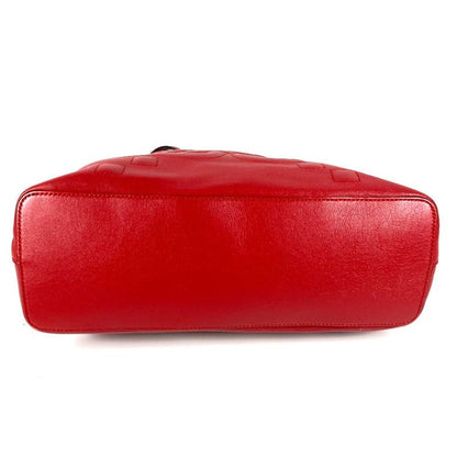 Gucci Shoulder Bag Interlocking Chain Tote Leather Red