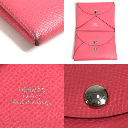 Hermes Bifold Wallet Calvi Duo Epsom Rose Azalea Pink