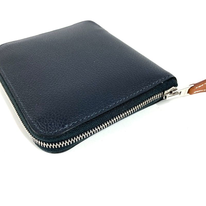 Hermes Bifold Wallet Azap Silk in Compact Leather Navy