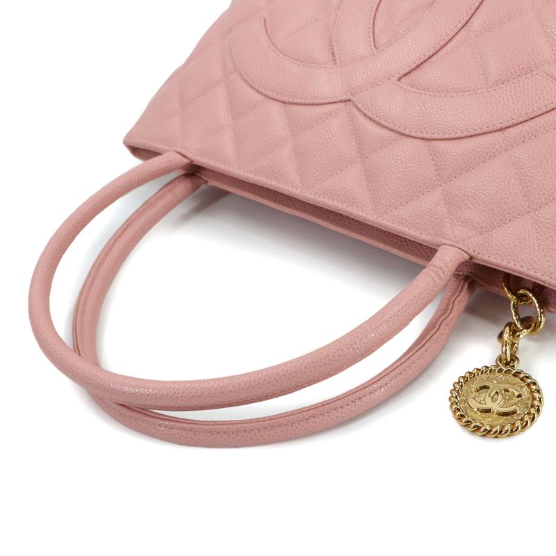 Chanel Medallion Tote Caviar Leather Pink Gold Vintage