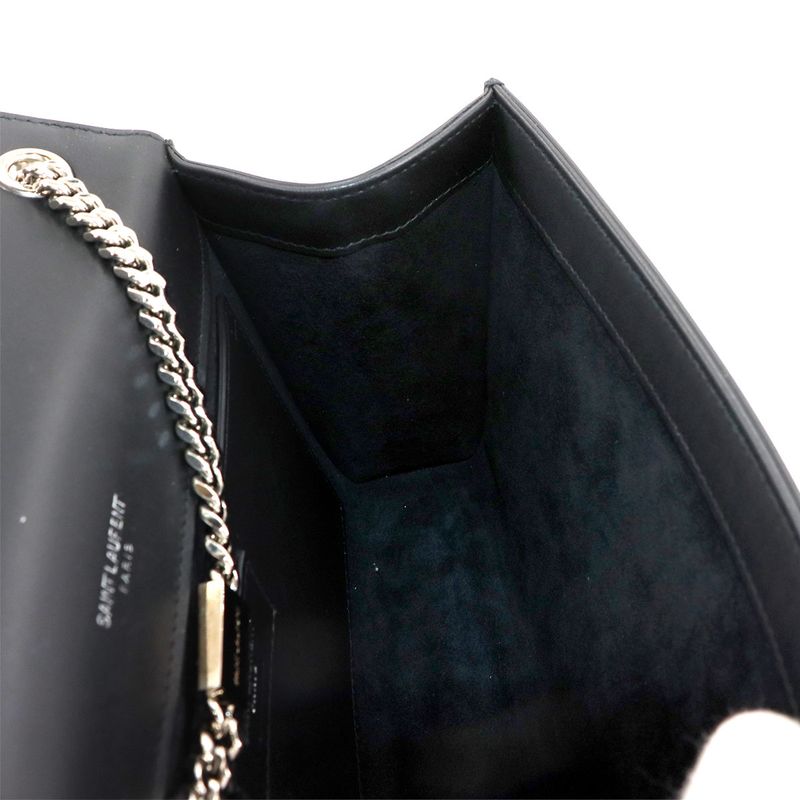 Saint Laurent Kate Chain Shoulder Bag Leather Black Medium