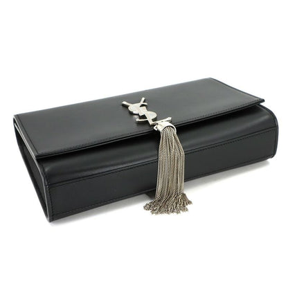 Saint Laurent Kate Chain Shoulder Bag Leather Black Medium