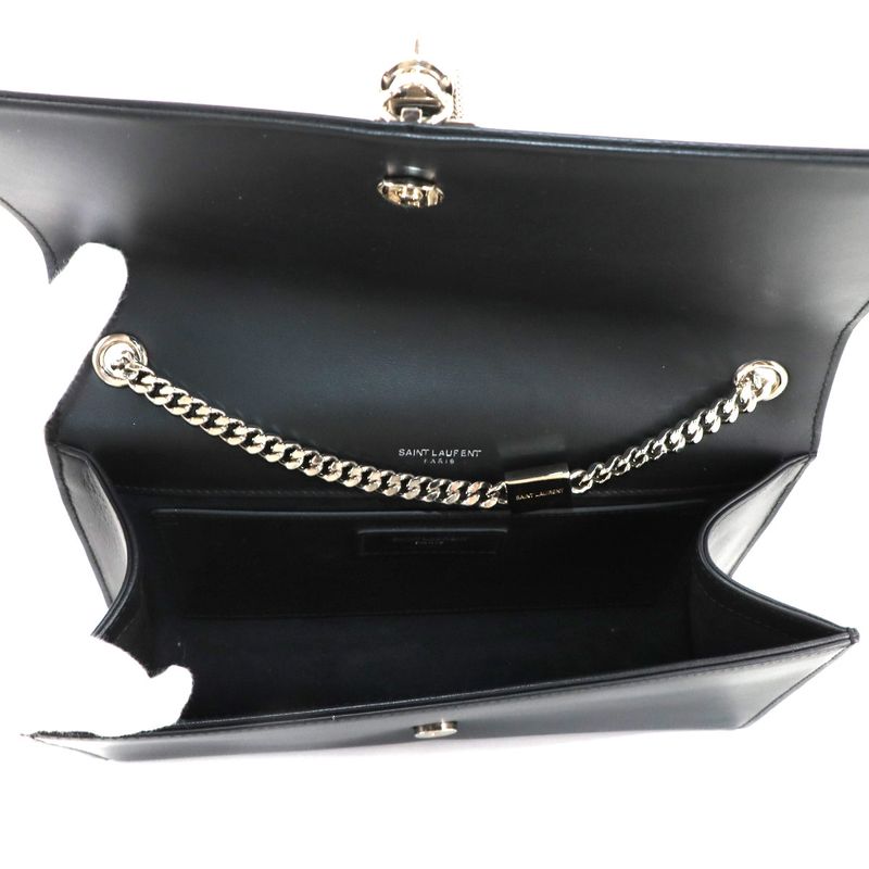 Saint Laurent Kate Chain Shoulder Bag Leather Black Medium
