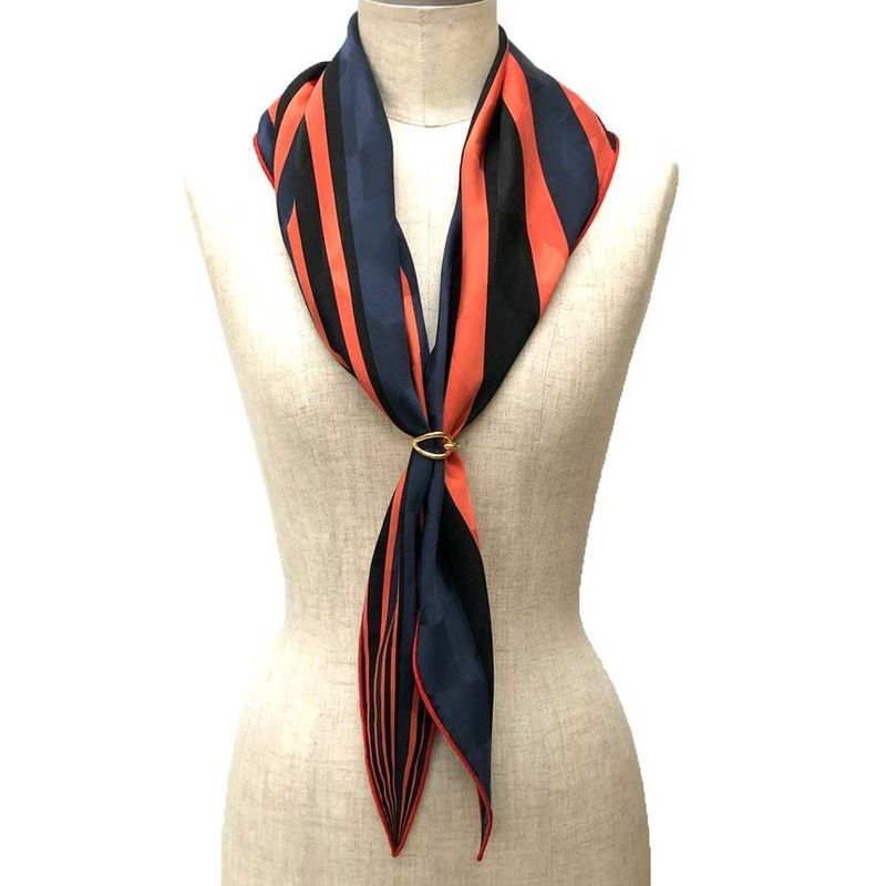 Hermes Scarf Diamond Shawl Losange MM Silk Navy Red