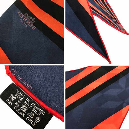 Hermes Scarf Diamond Shawl Losange MM Silk Navy Red