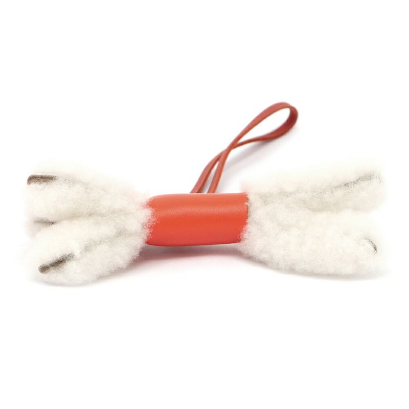Hermes Buddy Charm Orange Poppy Carnelian White Agneau Milo Mouton