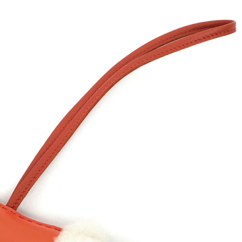Hermes Buddy Charm Orange Poppy Carnelian White Agneau Milo Mouton