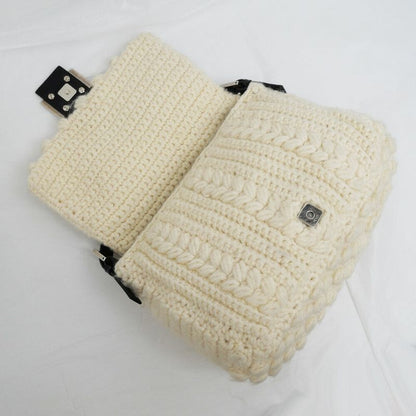 Fendi Mamma Bucket Knit White Silver Handbag