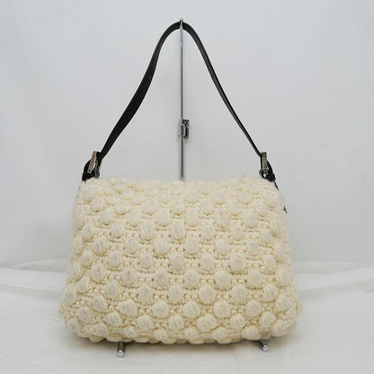 Fendi Mamma Bucket Knit White Silver Handbag